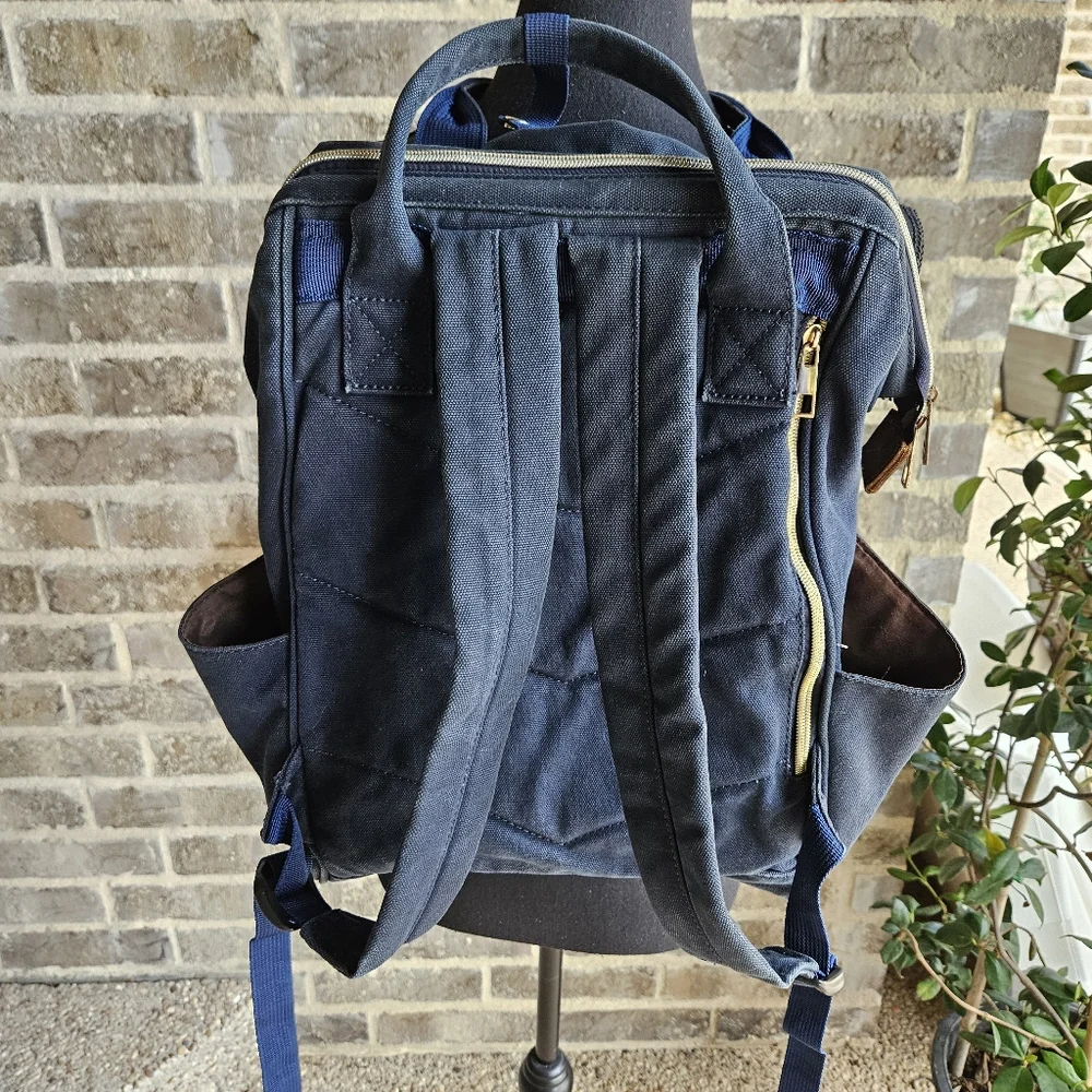 Veegul‎ Multipurpose Single Pocket Canvas And Leather Blue Backpack